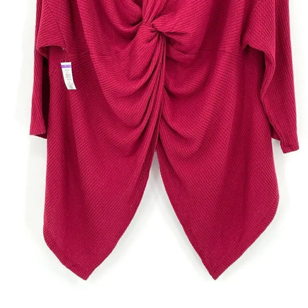 1.State‎ Twist Back Pointelle Burgundy Sweater Long Sleeves Soft Women XL NWT
